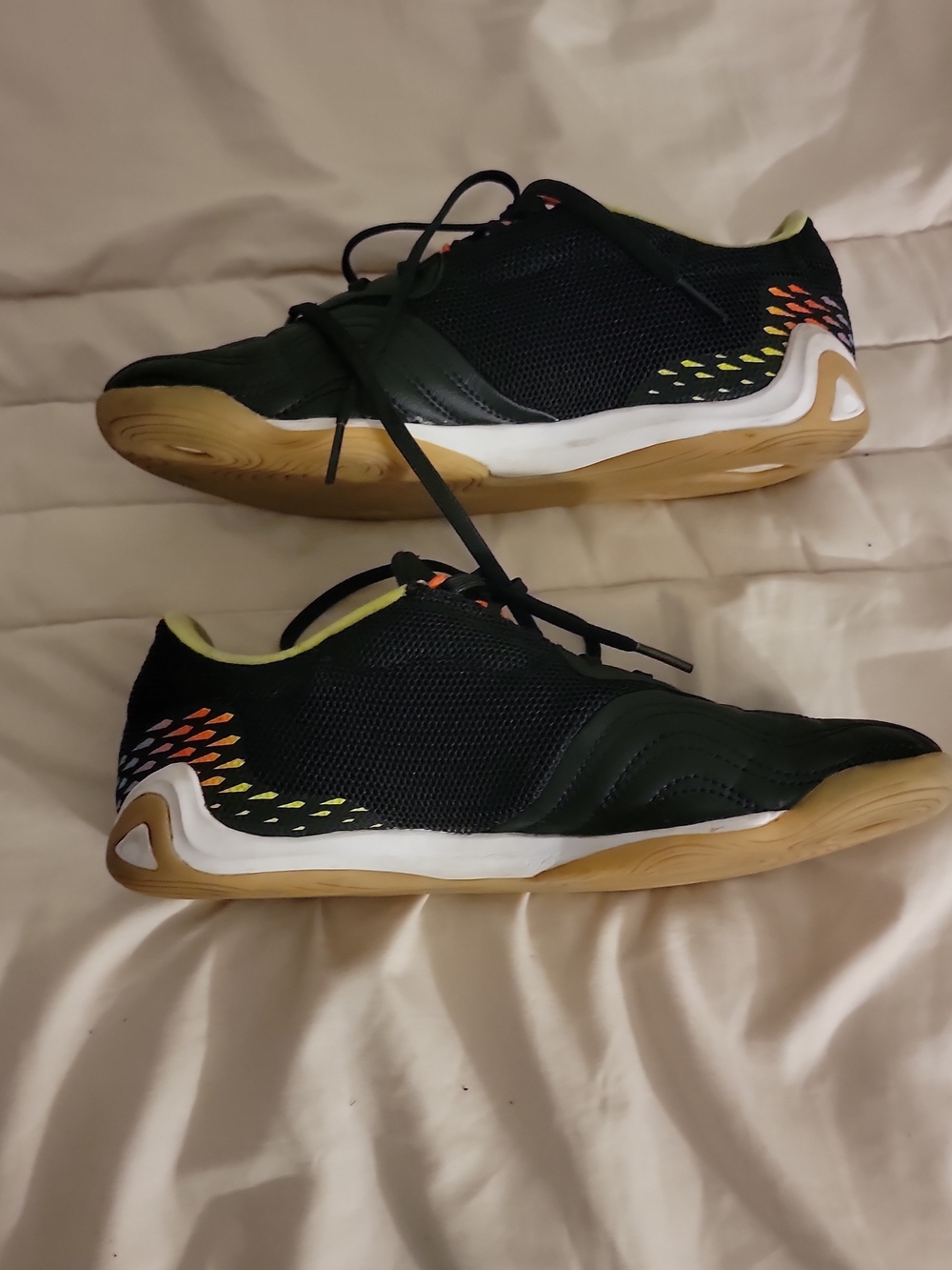 adidas Indoor Soccer Sneakers - Black with Rainbow Stripes - Picture 3 of 3